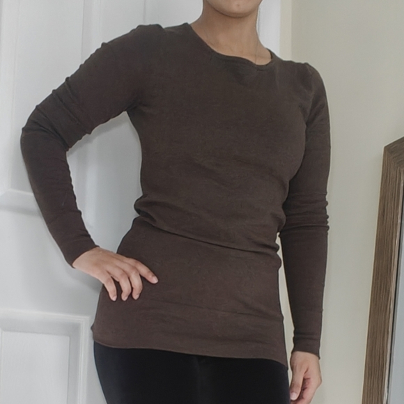Minnie Rose Sz Small Brown Cotton Blend Soft Long Sleeve Sweatshirt  Crew Neck - Picture 1 of 6